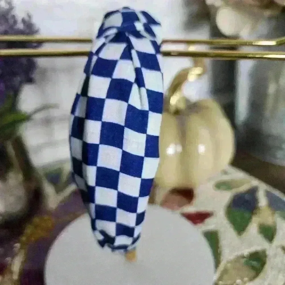 🤍Blue and white checkered headband 💙 - Picture 2 of 3